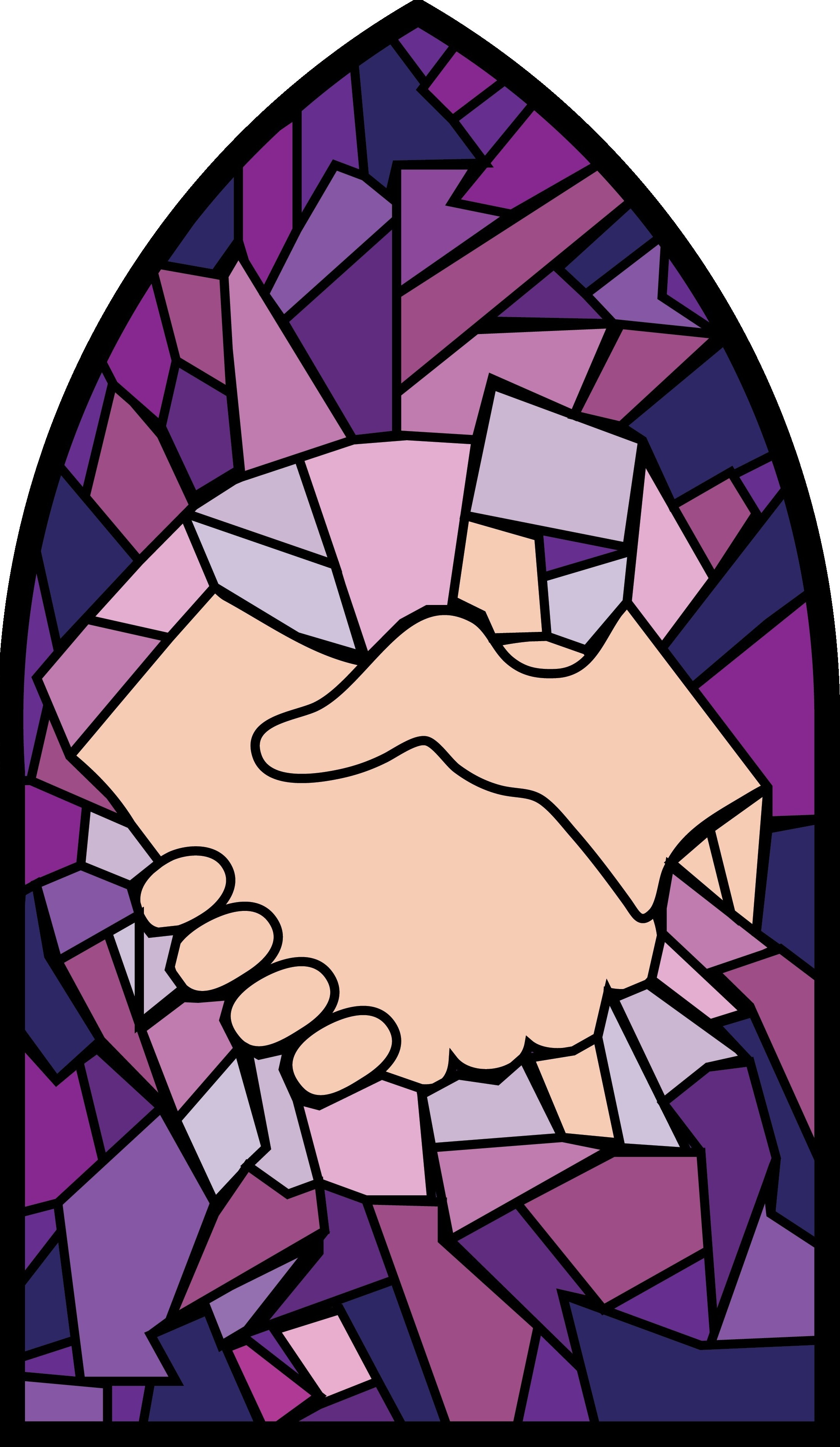 Hands Purple Stained Glass