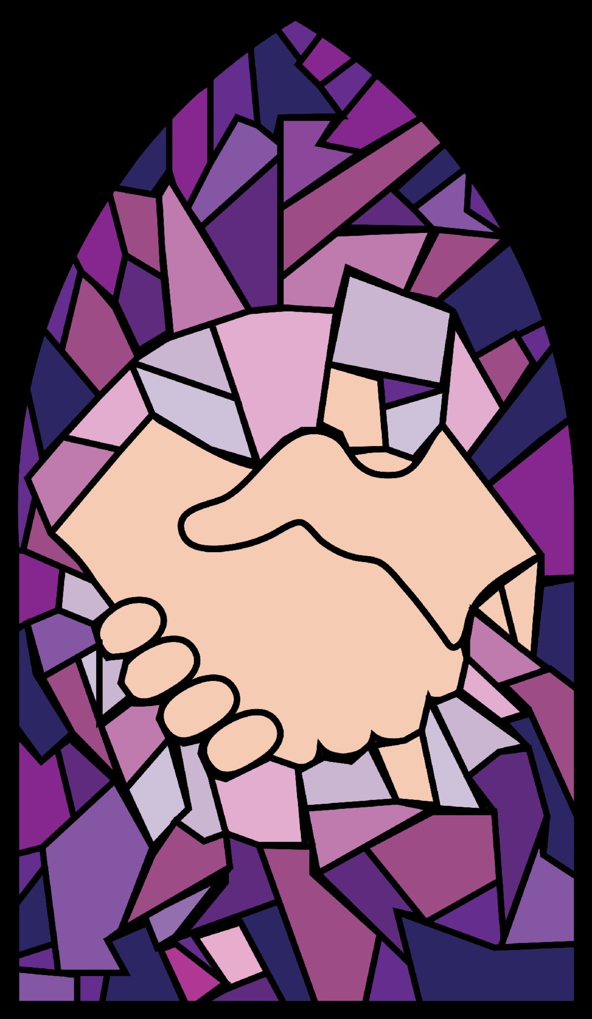Hands Purple Stained Glass