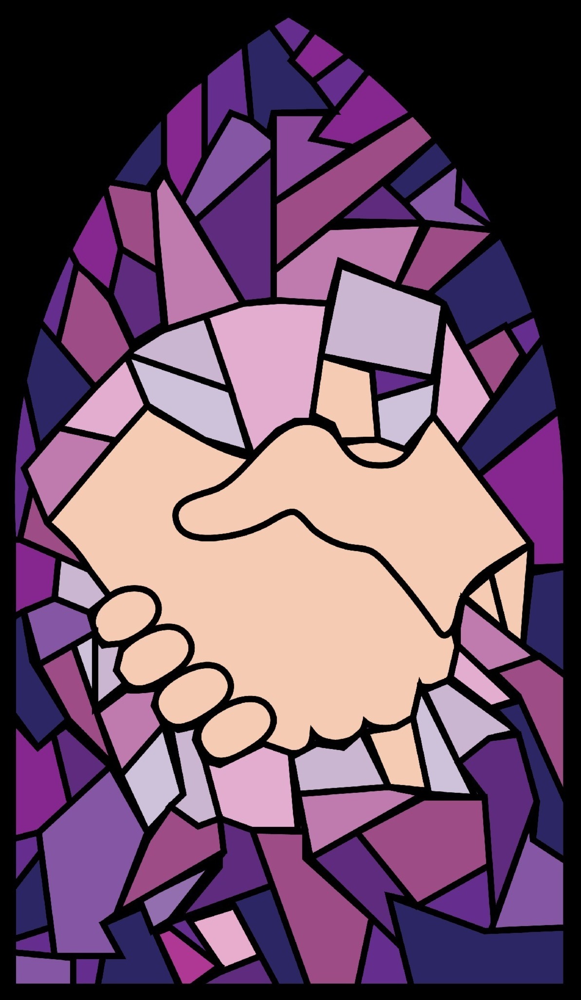 Hands Purple Stained Glass