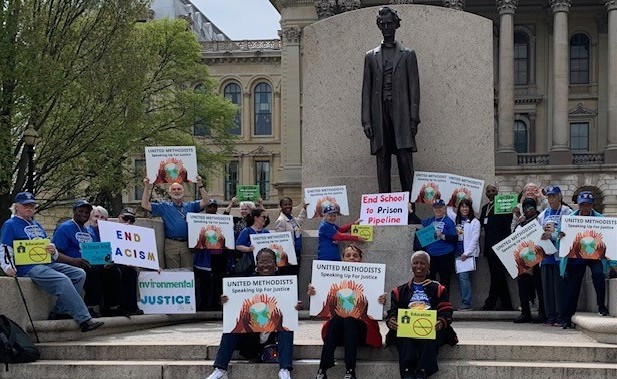 Group At Lincoln Statute Getting Ready To March