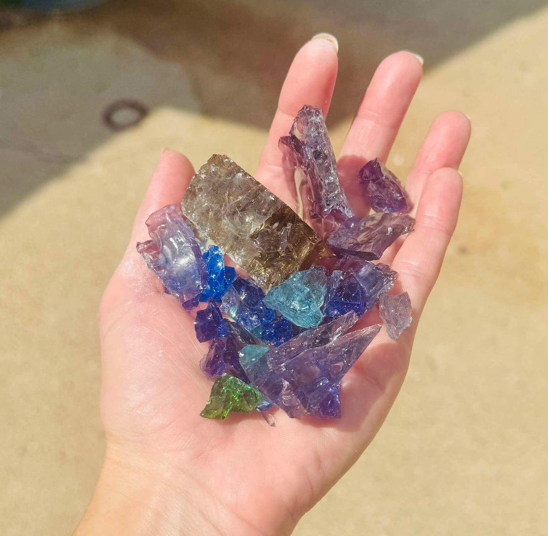 Stained Glass Pieces In Hand